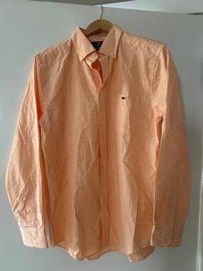 Vineyard Vines Orange Gingham Button-Down Shirt